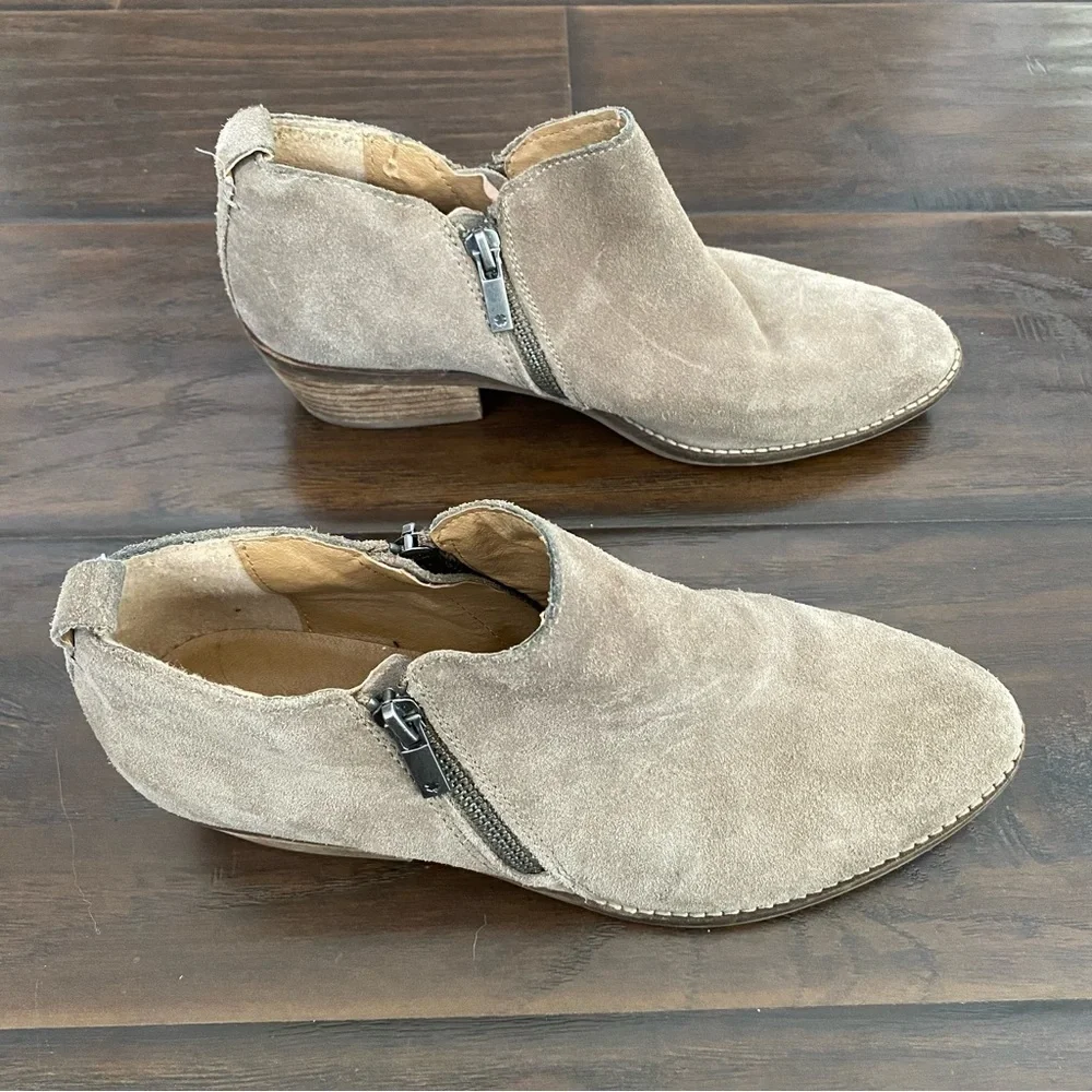 Lucky Brand Women's Tan Ankle Boot Upper Leather Two Zippers Size 8 - Picture 5 of 8